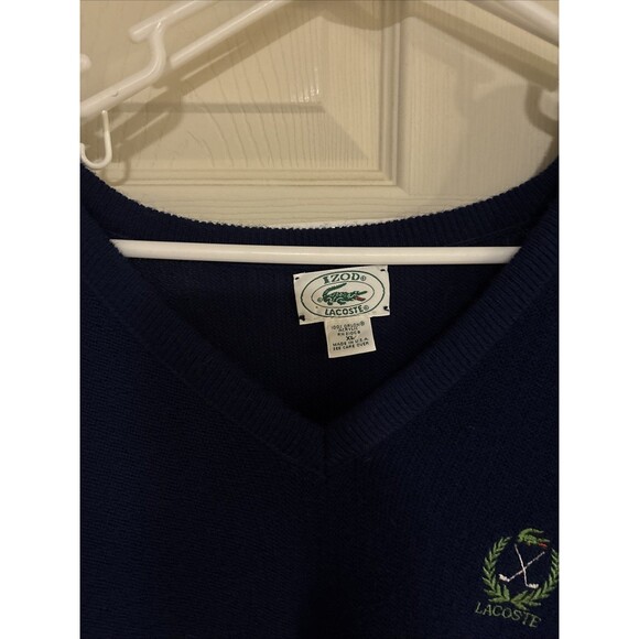 Vintage Izod Lacoste Sweater Mens XL Navy Knit USA 80s Golf Preppy Orlon Acrylic - Picture 3 of 8